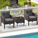 3 Pieces Patio PE Wicker Furniture Set with Cushions for Porch and Balcony