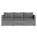 3 Pieces Patio Sectional Sofa Set PE Rattan Modular Couch Furniture Set with Soft Cushions