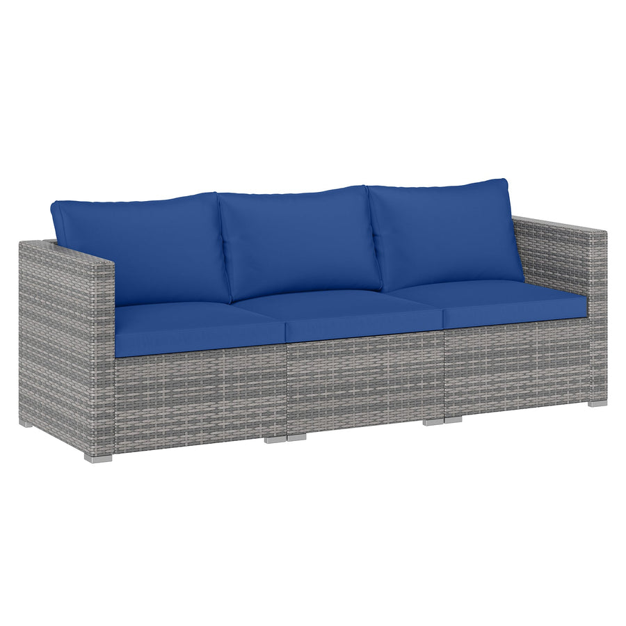 3 Pieces Patio Sectional Sofa Set PE Rattan Modular Couch Furniture Set with Soft Cushions