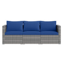 3 Pieces Patio Sectional Sofa Set PE Rattan Modular Couch Furniture Set with Soft Cushions