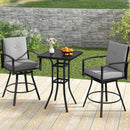 3-Piece Patio Swivel Bar Set with Cushions & Umbrella Hole