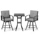 3-Piece Patio Swivel Bar Set with Cushions & Umbrella Hole