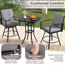 3-Piece Patio Swivel Bar Set with Cushions & Umbrella Hole
