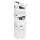 3 Pieces Plastic Storage Bins Stackable with Front Door and Side Handles-White