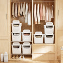 3 Pieces Plastic Storage Bins Stackable with Front Door and Side Handles-White