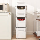 3 Pieces Plastic Storage Bins Stackable with Front Door and Side Handles-White
