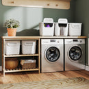 3 Pieces Plastic Storage Bins Stackable with Front Door and Side Handles-White