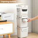 3 Pieces Plastic Storage Bins Stackable with Front Door and Side Handles-White