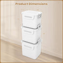 3 Pieces Plastic Storage Bins Stackable with Front Door and Side Handles-White