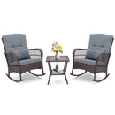 3 Pieces Rocking Bistro Set with 2-Tier Coffee Table