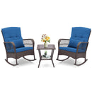3 Pieces Rocking Bistro Set with 2-Tier Coffee Table