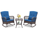 3 Pieces Rocking Bistro Set with 2-Tier Coffee Table