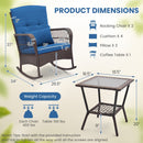 3 Pieces Rocking Bistro Set with 2-Tier Coffee Table