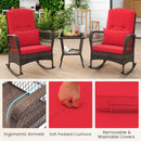 3 Pieces Rocking Bistro Set with 2-Tier Coffee Table