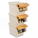 3 Pieces Storage Bins on Wheels Stackable Plastic Boxes with Stay-Open Lid (M)