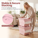 3 Pieces Storage Bins on Wheels Stackable Plastic Boxes with Stay-Open Lid (M)