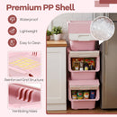 3 Pieces Storage Bins on Wheels Stackable Plastic Boxes with Stay-Open Lid (M)