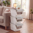 3 Pieces Storage Bins on Wheels Stackable Plastic Boxes with Stay-Open Lid (M)