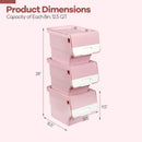 3 Pieces Storage Bins on Wheels Stackable Plastic Boxes with Stay-Open Lid (S)