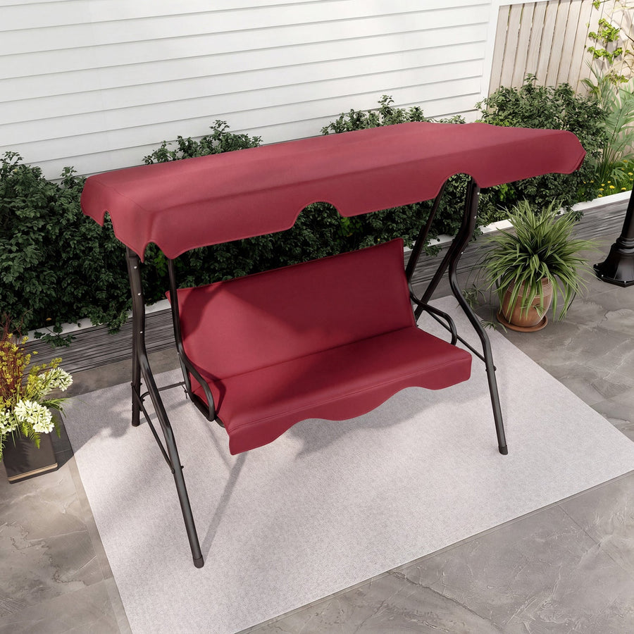 3-Seat Porch Swing with Canopy and Cushions