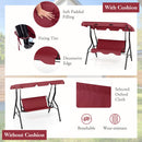 3-Seat Porch Swing with Canopy and Cushions