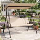 3-Seat Patio Swing Chair with Adjustable Canopy