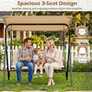 3-Seat Patio Swing Chair with Adjustable Canopy