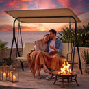 3-Seat Patio Swing Chair with Adjustable Canopy