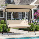 3-Seat Patio Swing Chair with Adjustable Canopy