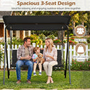 3-Seat Patio Swing Chair with Adjustable Canopy