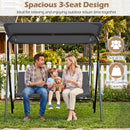 3-Seat Patio Swing Chair with Adjustable Canopy