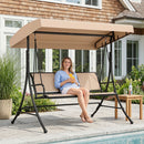 3-Seat Patio Swing Chair with Adjustable Canopy
