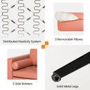 3-Seat Modular Sofa with Storage Pocket and Metal Legs