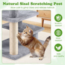 3-Tier Cat Stairs 19 Inch Plush Steps with Scratching Posts for High Bed Sofa-Gray