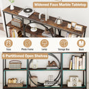 3-Tier Console Table with Faux Marble Top and Storage Shelves for Hallway Living Room