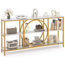 3-Tier Console Table with Faux Marble Top and Storage Shelves for Hallway Living Room