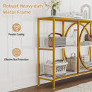 3-Tier Console Table with Faux Marble Top and Storage Shelves for Hallway Living Room
