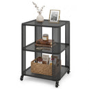 3-Tier End Table with Wheels Rolling Side Table with Open Storage Shelves