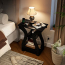 3-Tier End Tables with Charging Station Set of 2 with Open Storage Shelves