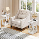 3-Tier End Tables with Charging Station Set of 2 with Open Storage Shelves