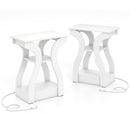 3-Tier End Tables with Charging Station Set of 2 with Open Storage Shelves