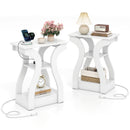 3-Tier End Tables with Charging Station Set of 2 with Open Storage Shelves