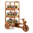 3-Tier Wooden Plant Stand with Canopy and Wheels