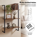 3-Tier Floating Wall Shelf - Rustic Brown