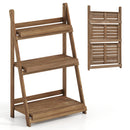 3-Tier Foldable Plant Stand with Slatted Shelves