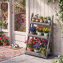 3-Tier Foldable Plant Stand with Slatted Shelves