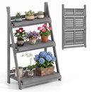 3-Tier Foldable Plant Stand with Slatted Shelves