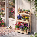 3-Tier Foldable Plant Stand with Slatted Shelves