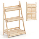 3-Tier Foldable Plant Stand with Slatted Shelves