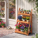 3-Tier Foldable Plant Stand with Slatted Shelves